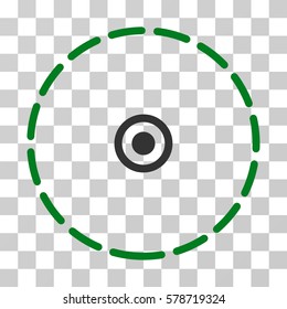 Round Area icon. Vector illustration style is flat iconic bicolor symbol, green and gray colors, transparent background. Designed for web and software interfaces.