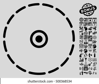 Round Area pictograph with bonus calendar and time management clip art. Vector illustration style is flat iconic symbols, black color, light gray background.