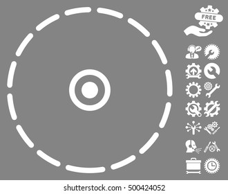 Round Area pictograph with bonus setup tools symbols. Vector illustration style is flat iconic symbols, white color, gray background.