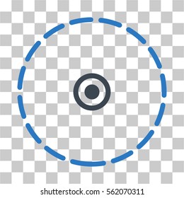 Round Area vector icon. Illustration style is flat iconic bicolor smooth blue symbol on a transparent background.