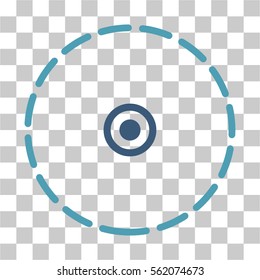 Round Area vector icon. Illustration style is flat iconic bicolor cyan and blue symbol on a transparent background.
