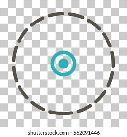 Round Area vector icon. Illustration style is flat iconic bicolor grey and cyan symbol on a transparent background.