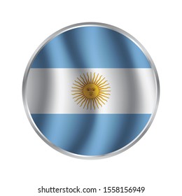 Round Argentina flag vector icon. Argentina flag button, Simple vector button flag - Argentina.