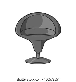 Round armchair icon in black monochrome style isolated on white background. Furniture symbol vector illustration