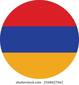 Round of Armenia national flag icon. Armenia flag with button or badge. . Armenia flag state symbol isolated on background. the Republic of Armenia. Illustration banner with realistic state flag.