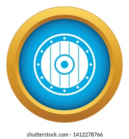 Round army shield icon blue vector isolated on white background for any design