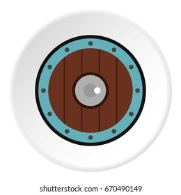 Round army shield icon in flat circle isolated vector illustration for web