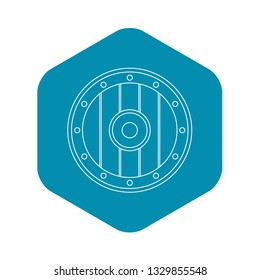 Round army shield icon. Outline illustration of round army shield vector icon for web
