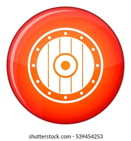 Round army shield icon in red circle isolated on white background vector illustration