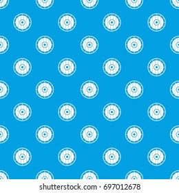Round army shield pattern repeat seamless in blue color for any design. Vector geometric illustration