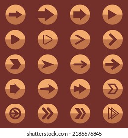 Round arrow button icon various shapes. Vector illustration