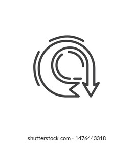 Round arrow down line icon. linear style sign for mobile concept and web design. Direction arrow indicate outline vector icon. Symbol, logo illustration. Vector graphics
