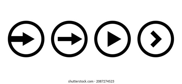 Round arrow icon set. Simple vector.