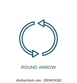 round arrow icon. Thin linear round arrow outline icon isolated on white background. Line vector round arrow sign, symbol for web and mobile