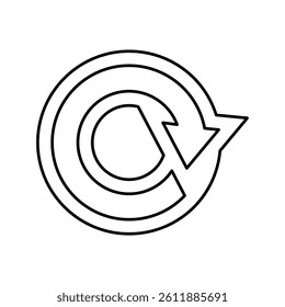 round arrow line icon vector. round arrow sign. isolated contour symbol black illustration