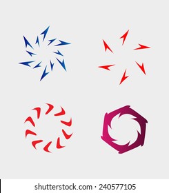 Round arrow logo element design set for business, technology or science