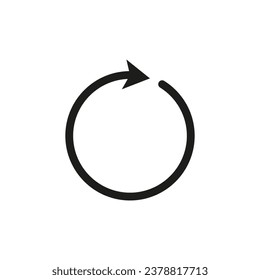 Round arrow. Rounded thin circle shape. Vector symbol. 