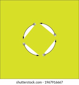 round arrow sign vector design illustration with gold background