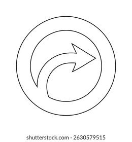 Round Arrow Silhouette Icon on White Background