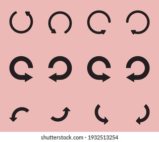 round arrow symbol icons in black colour