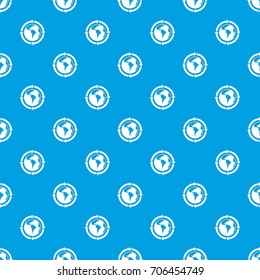 Round arrows around world planet pattern repeat seamless in blue color for any design. Vector geometric illustration
