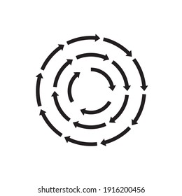 Round arrows in black, great design for any purpose. Abstract icon.
Flat pattern with circular arrows in black on a white background. Up arrow button symbol. Simple illustration.
