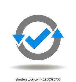 Round Arrows Cycle With Check Mark Vector Icon. ROHS Restriction Of Hazardous Substances Directive Symbol. Compliance Control Certification Standard Sign.