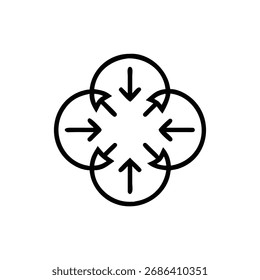 Symbolsatz mit runden Pfeilen, Symbol für die kreisförmige Aktualisierungsschleife, Entwurf des Drehzykluspfeils