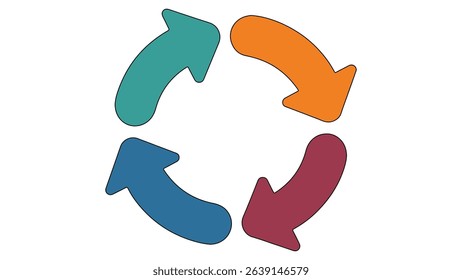 Round Arrows Icon Set Vector – Colorful Reload and Repeat Symbols on for Workflow and Process Design
