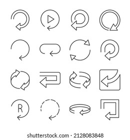 Round arrows icons set. reload arrow icon. Line with editable stroke