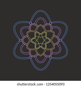 Round art. Mehendi design. Circular Beautiful patterned flower in the form of a mandala or star. Tatoo mandala. Decorative pattern in oriental style. Coloring book page. Oriental illustration. Islam. 
