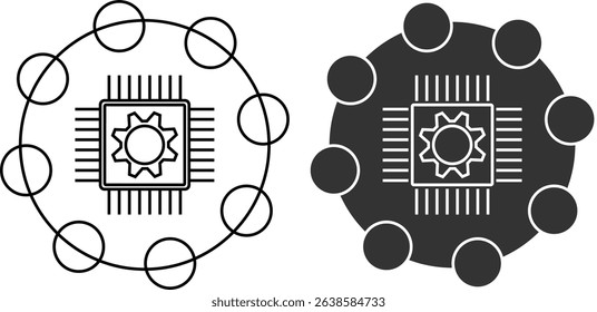 Round Artificial Intelligence icon symbol Technology science icon set vector illustration