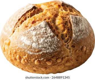Pão Artisan Redondo Pão Isolado no Fundo Branco