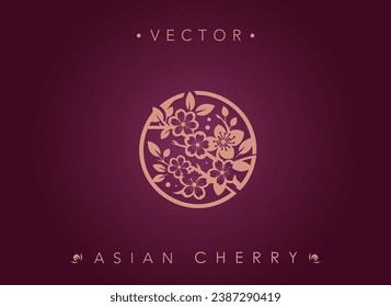 El emblema de la flor de cerezo en Asia en Maroon