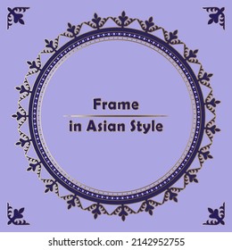 Round Asian Frame, workpiece for your design. Ornamental elements and motifs of Kazakh, Kyrgyz, Uzbek, national Asian decor for plate, textile and print design. Circle frame. Vector. 