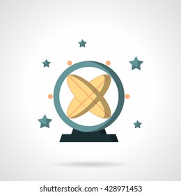 Round astronomical pendulum and stars. Space research and technology. Education and science. Flat color style vector icon