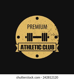 Round athletic club scratched emblem vector illustration, eps10, easy to edit
