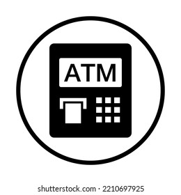 Round ATM icon. Bank ATM. Vector.