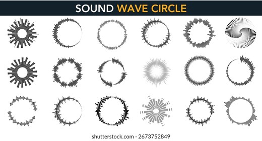 Round audio spectrums: a collection of modern, editable sound visualizations, perfect for user interfaces and creative designs.