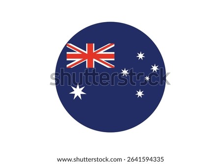 Round Australia Flag Icon – Australia Flag Circular Vector Badge with Standard Colors and National Symbol. Circle Flag Icon of Australia, Button Badge Icon.
