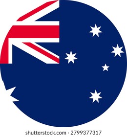 Round Australia Flag Vector Icon Circular Australian Flag Button Element