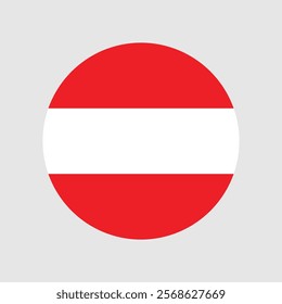 Round Austria flag icon. Austrian national symbol. Flag of Austria round icon, badge or button.  Vector illustration. eps 10.