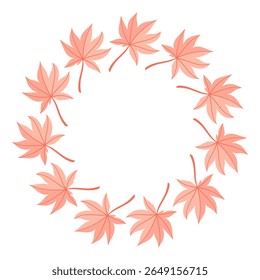 Round autumn foliage wreath with red leaves
