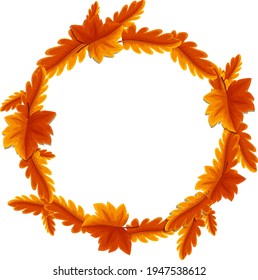 Round autumn leaves frame template illustration