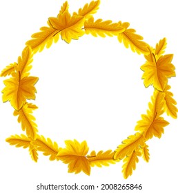 Round autumn leaves frame template illustration