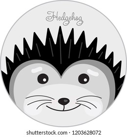 Round avatar with a cute funny hedgehog