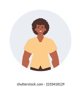 Round avatar of a man. Character in trendy style.