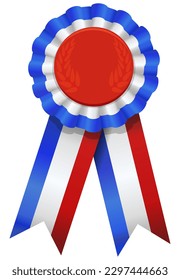 Round award with red white blue tricolor ribbons (cut out)