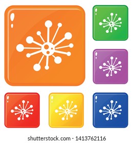 Round bacteria icons set collection vector 6 color isolated on white background