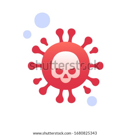 Round bacterium with skull mark. Concept of death, epidemic, virus, danger, disease